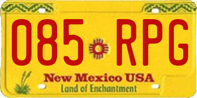 NM license plate 085RPG
