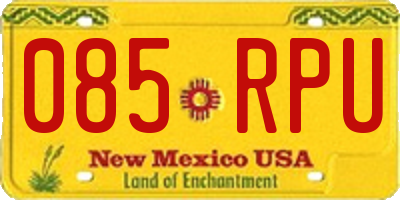 NM license plate 085RPU