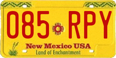 NM license plate 085RPY