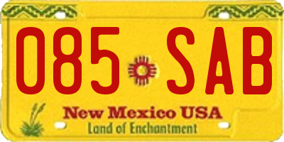 NM license plate 085SAB