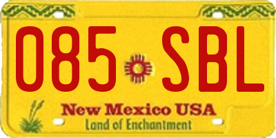 NM license plate 085SBL
