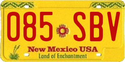 NM license plate 085SBV