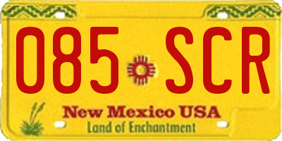 NM license plate 085SCR