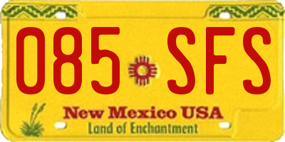 NM license plate 085SFS