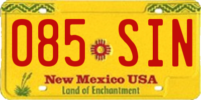 NM license plate 085SIN