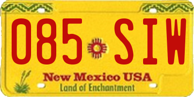 NM license plate 085SIW