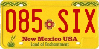 NM license plate 085SIX