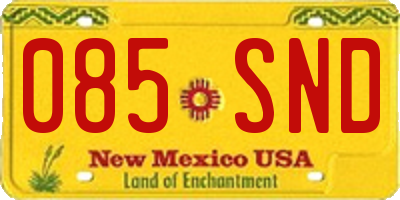 NM license plate 085SND