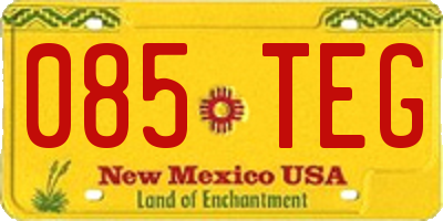NM license plate 085TEG