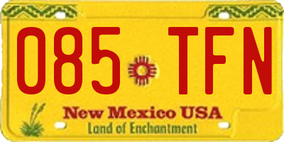 NM license plate 085TFN