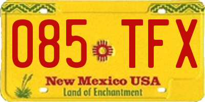 NM license plate 085TFX
