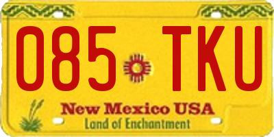 NM license plate 085TKU