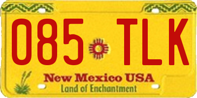 NM license plate 085TLK