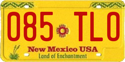 NM license plate 085TLO