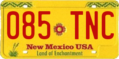 NM license plate 085TNC
