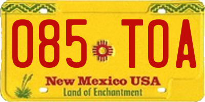NM license plate 085TOA