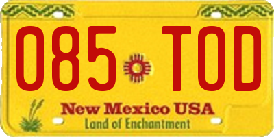 NM license plate 085TOD