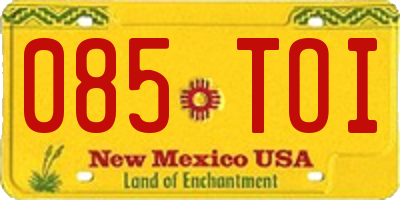 NM license plate 085TOI