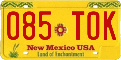 NM license plate 085TOK