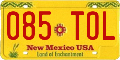 NM license plate 085TOL