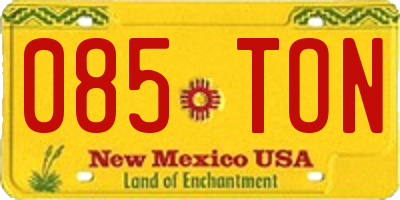 NM license plate 085TON