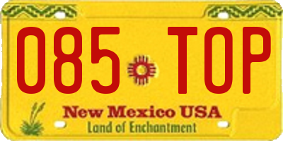 NM license plate 085TOP