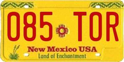 NM license plate 085TOR