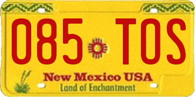 NM license plate 085TOS