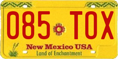 NM license plate 085TOX