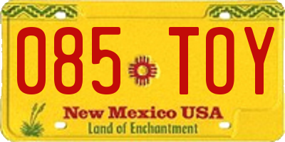 NM license plate 085TOY