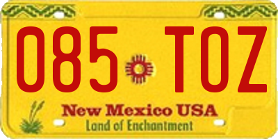 NM license plate 085TOZ