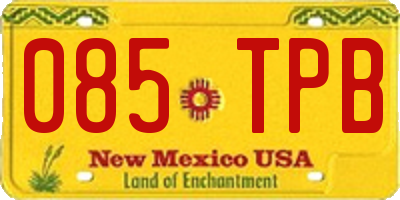 NM license plate 085TPB