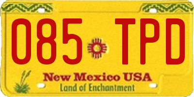 NM license plate 085TPD