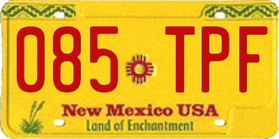NM license plate 085TPF