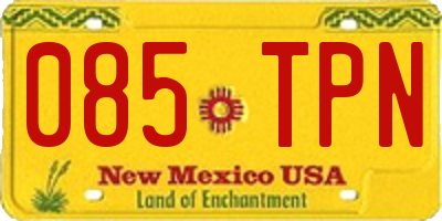 NM license plate 085TPN