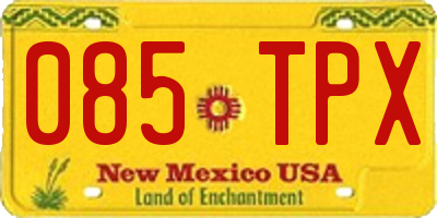 NM license plate 085TPX