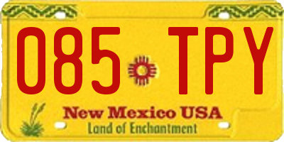 NM license plate 085TPY