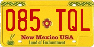 NM license plate 085TQL