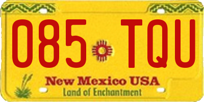 NM license plate 085TQU