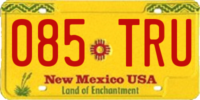 NM license plate 085TRU