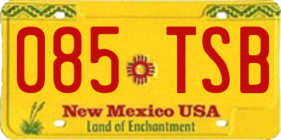 NM license plate 085TSB