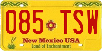 NM license plate 085TSW