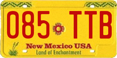 NM license plate 085TTB