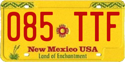 NM license plate 085TTF