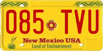 NM license plate 085TVU