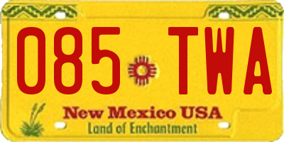 NM license plate 085TWA