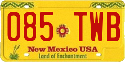 NM license plate 085TWB