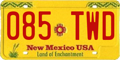 NM license plate 085TWD