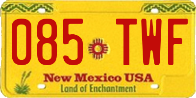 NM license plate 085TWF
