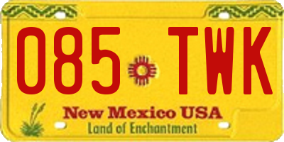 NM license plate 085TWK